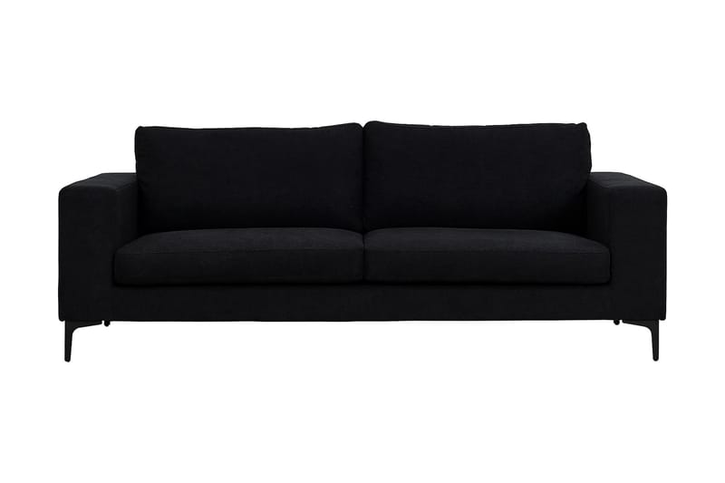 Johana 3-pers Veloursofa - Sort - 3 personers sofa