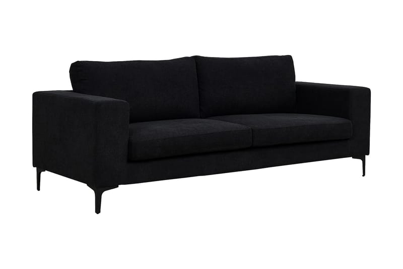 Johana 3-pers Veloursofa - Sort - 3 personers sofa