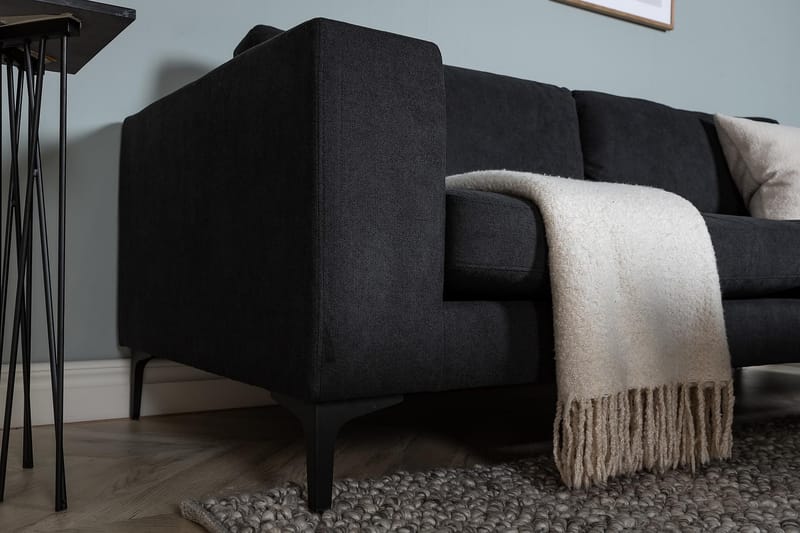 Johana 3-pers Veloursofa - Sort - Møbler - Sofaer - 3 personers sofa