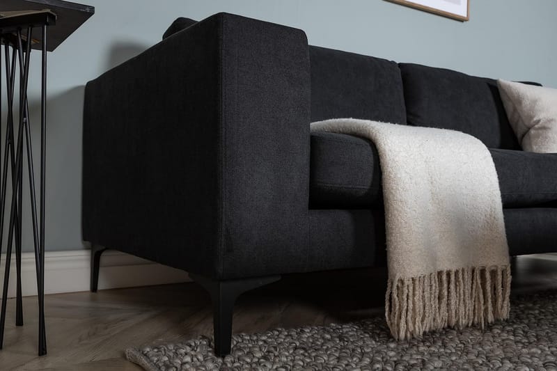 Johana 3-pers Veloursofa - Sort - Møbler - Sofaer - 3 personers sofa