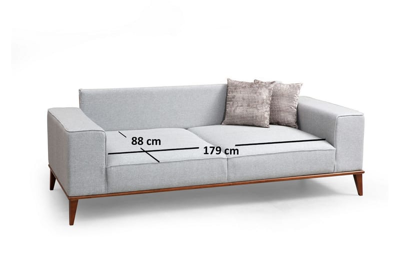 Jonnesha 3-Pers. Sofa - Grå - Møbler - Sofaer - 3 personers sofa