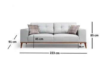 Jonnesha 3-Pers. Sofa - Grå - Møbler - Sofaer - Sovesofaer - 3 personers sovesofa