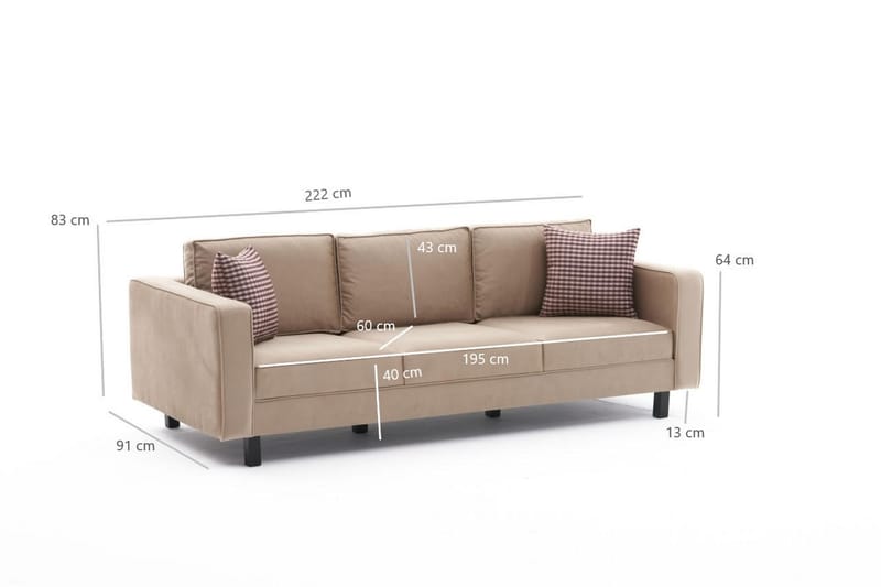 Kaletea Sofa 3-Pers. - Beige - 3 personers sofa