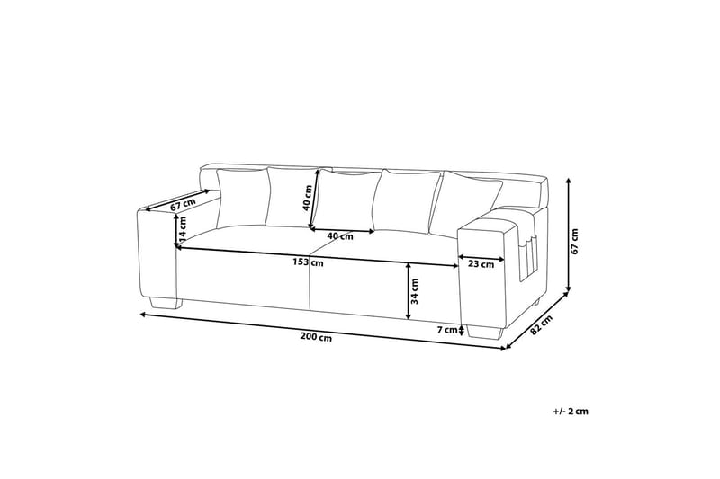 Lahall Manchestersofa 200 cm - Grå - Møbler - Sofaer - 3 personers sofa
