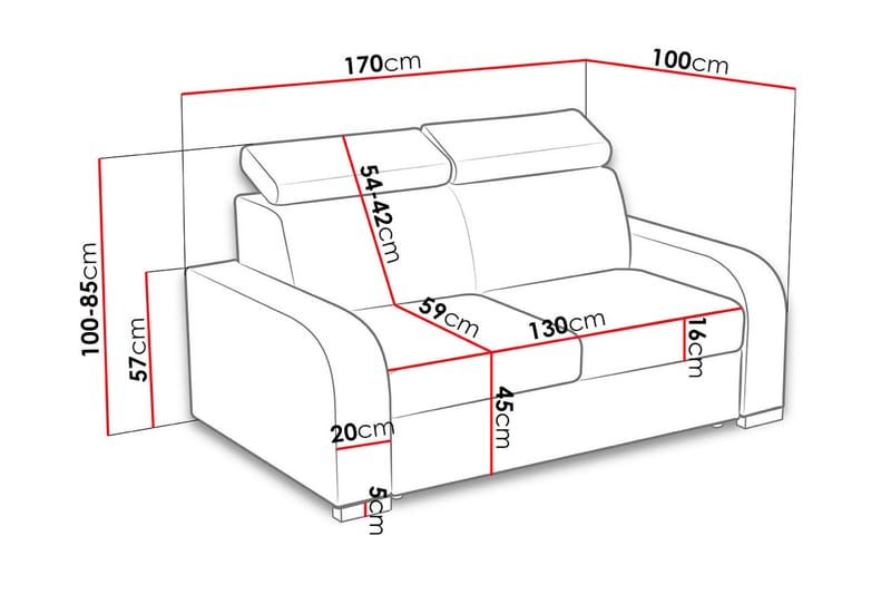 Lavona 2 Sofa - Brun - 3 personers sofa