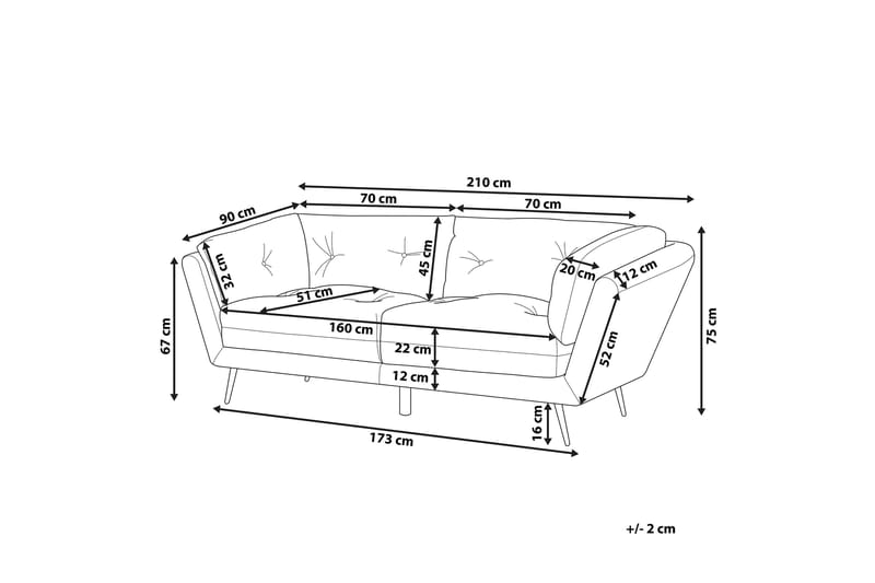 Lenvik 3-Pers. Sofa - Velour/Grøn - 3 personers sofa