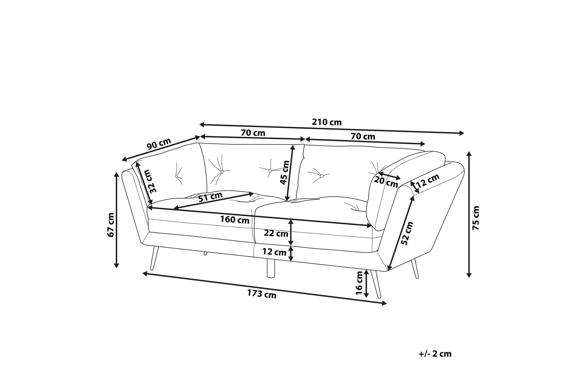 Lenvik 3-Pers. Sofa - Velour/Vinrød - Møbler - Sofaer - 3 personers sofa