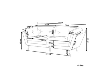 Lenvik 3-Pers. Sofa - Velour/Vinrød - Møbler - Sofaer - 3 personers sofa