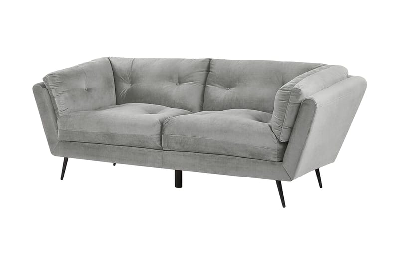 Lenvik 3-Pers. Sofa - Velour/Grå - 3 personers sofa