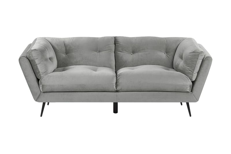 Lenvik 3-Pers. Sofa - Velour/Grå - 3 personers sofa