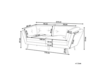Lenvik 3-Pers. Sofa - Velour/Grå - Møbler - Sofaer - 3 personers sofa