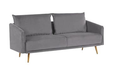 Maurana 3-personers Fløjlssofa med Metalben - Grå - Møbler - Sofaer - 3 personers sofa
