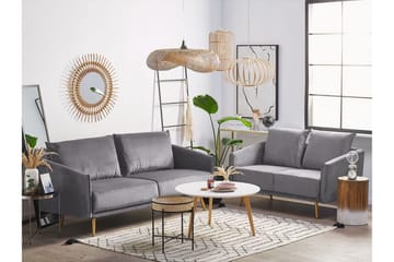 Maurana 3-personers Fløjlssofa med Metalben - Grå - Møbler - Sofaer - 3 personers sofa