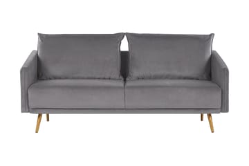 Maurana 3-personers Fløjlssofa med Metalben - Grå - Møbler - Sofaer - 3 personers sofa