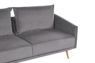 Maurana 3-personers Fløjlssofa med Metalben - Grå - Møbler - Sofaer - 3 personers sofa