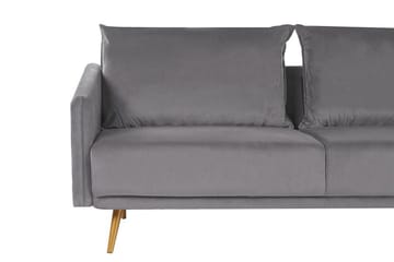 Maurana 3-personers Fløjlssofa med Metalben - Grå - Møbler - Sofaer - 3 personers sofa