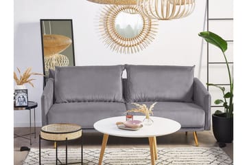 Maurana 3-personers Fløjlssofa med Metalben - Grå - Møbler - Sofaer - 3 personers sofa
