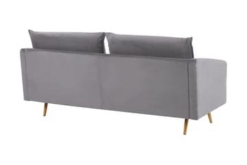 Maurana 3-personers Fløjlssofa med Metalben - Grå - Møbler - Sofaer - 3 personers sofa