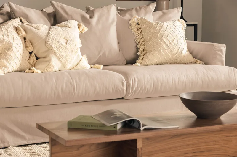 Menard 3-personers Dyb Stofsofa - Beige - Møbler - Sofaer - 3 personers sofa