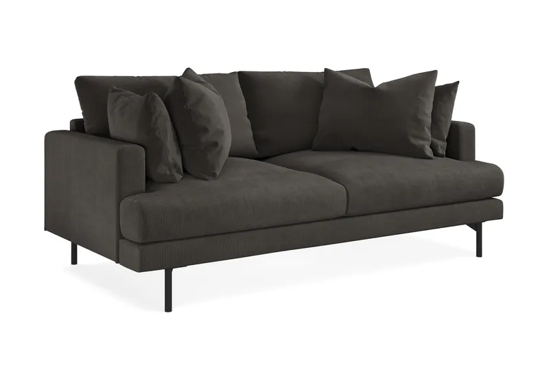 Menard 3-personers Dyb Manchestersofa - Mørkegrå - Møbler - Sofaer - 3 personers sofa