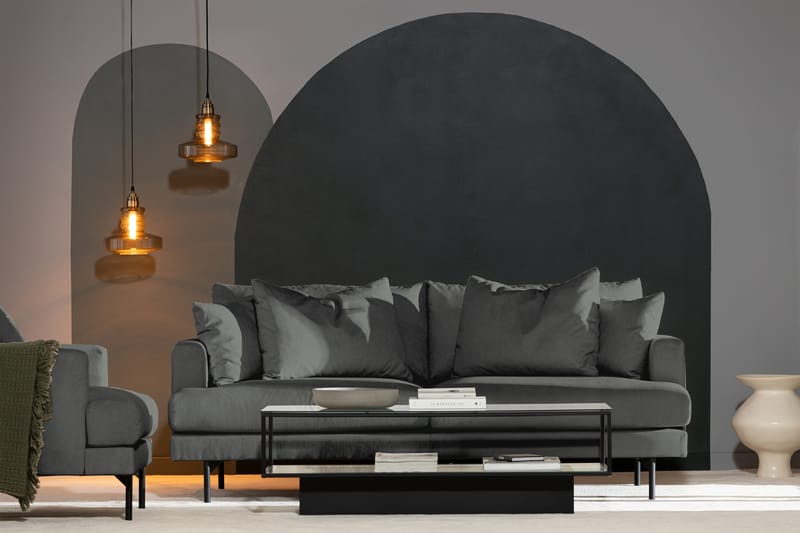 Menard 3-personers Manchestersofa - Grå - Møbler - Sofaer - 3 personers sofa