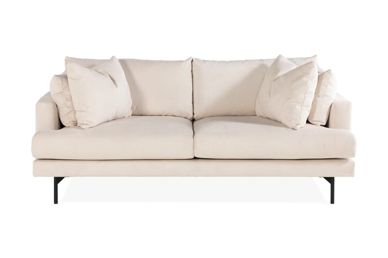 Menard 3-Pers. Sofa - Beige/Sort - Lædersofaer - Velour sofaer - 3 personers sofa - 4 personers sofa - Sofaer - 2 personers sofa