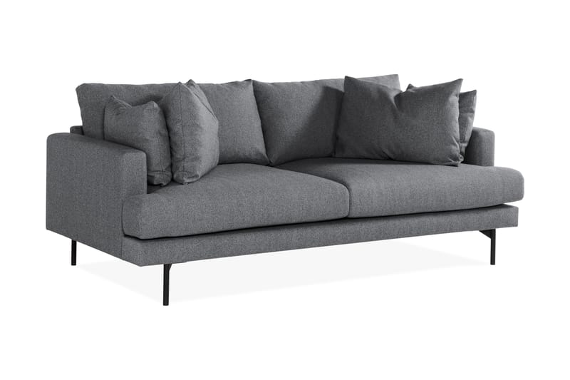 Menard 3-Pers. Sofa - Mørkegrå/Sort - 3 personers sofa