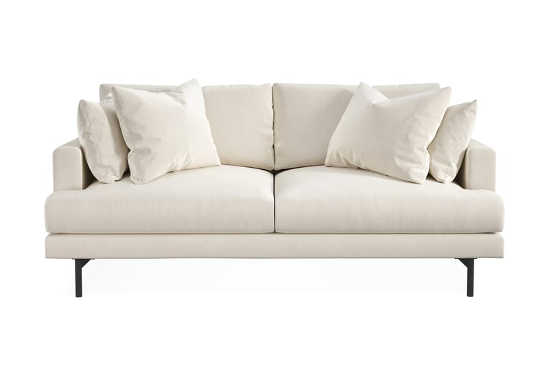 Menard 3-personers Dyb Fløjlssofa 205 cm bred - Cremehvid - Møbler - Sofaer - 3 personers sofa
