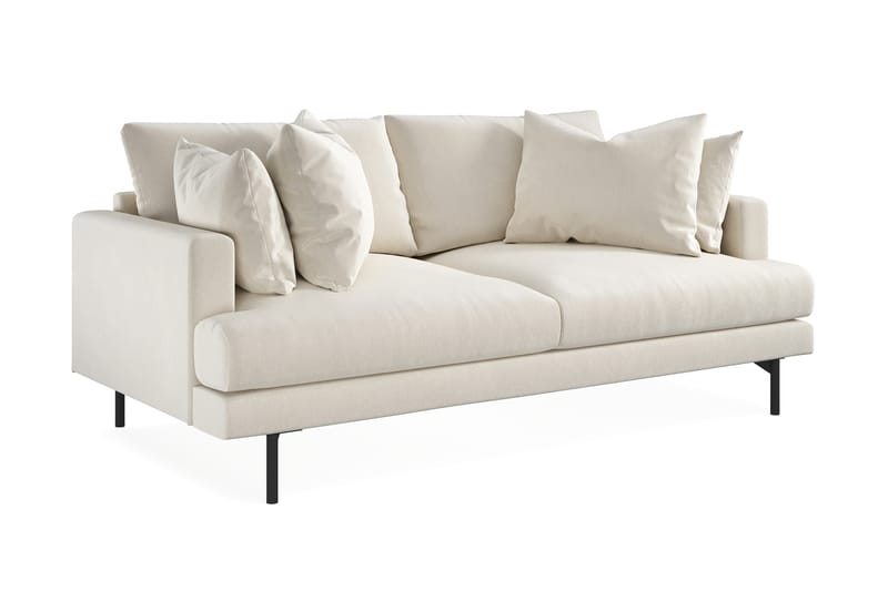 Menard 3-personers Dyb Fløjlssofa 205 cm bred - Cremehvid - Møbler - Sofaer - 3 personers sofa