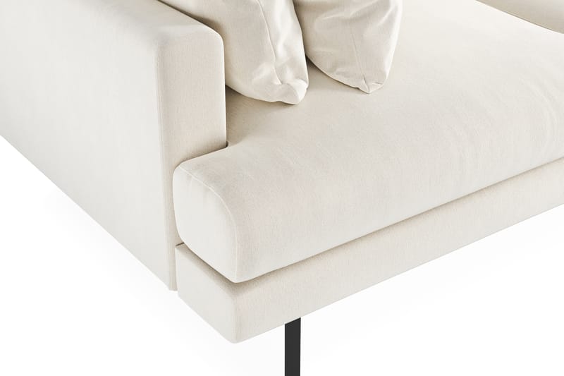 Menard 3-personers Dyb Fløjlssofa 205 cm bred - Cremehvid - Møbler - Sofaer - 3 personers sofa