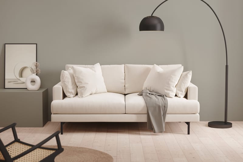 Menard 3-personers Dyb Fløjlssofa 205 cm bred - Cremehvid - Møbler - Sofaer - 3 personers sofa