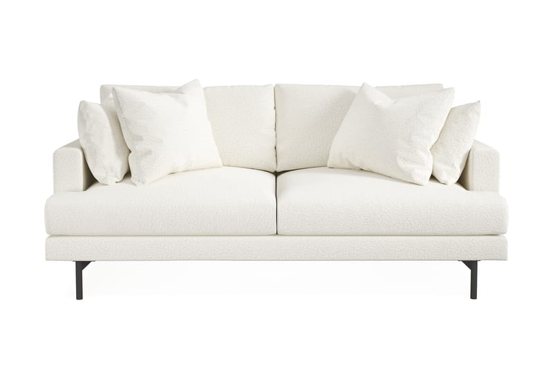 Menard 3-personers Dyb Sofa i Bouclé 205 cm bred - Hvid - Møbler - Sofaer - 3 personers sofa