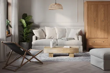 Menard 3-personers Dyb Stofsofa - Beige - Møbler - Sofaer - 3 personers sofa