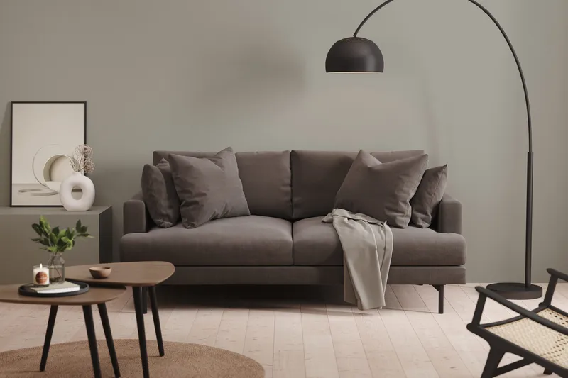 Menard 3-personers Dyb Manchestersofa - Mørkegrå - Møbler - Sofaer - 3 personers sofa