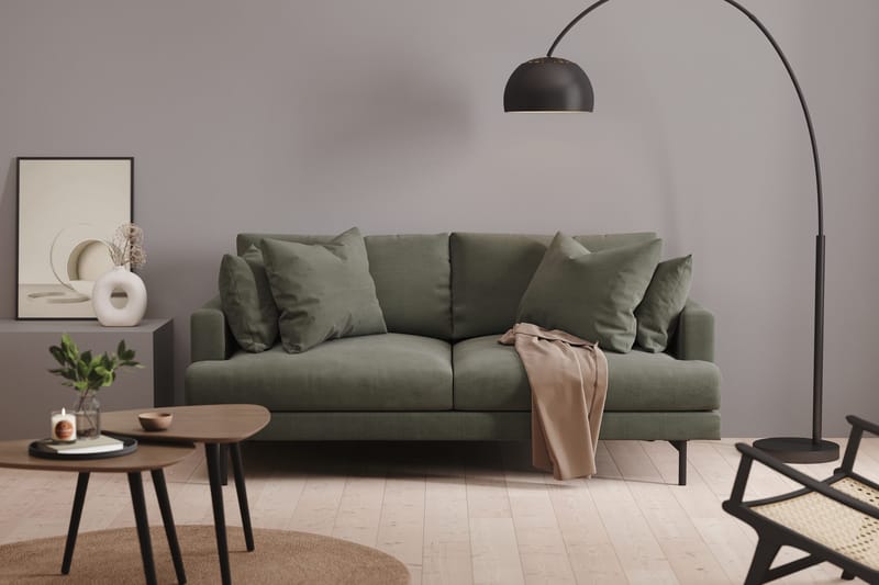 Menard 3-personers Dyb Manchestersofa - Mørkegrøn - Møbler - Sofaer - 3 personers sofa