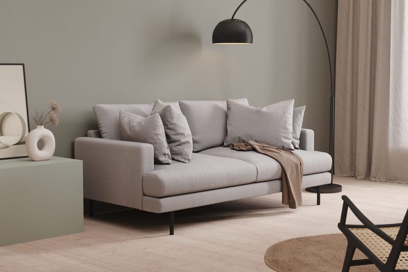Menard 3-personers Dyb Stofsofa - Lysegrå - Møbler - Sofaer - 3 personers sofa