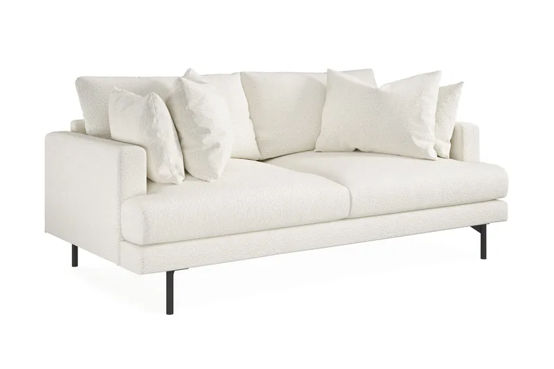 Menard 3-personers Dyb Sofa i Bouclé 205 cm bred - Hvid - Møbler - Sofaer - 3 personers sofa