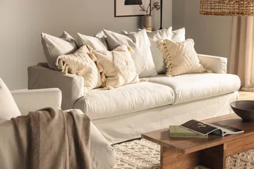 Menard 3-personers Dyb Stofsofa - Lysegrå - Møbler - Sofaer - 3 personers sofa