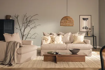 Menard 3-personers Dyb Stofsofa - Beige - Møbler - Sofaer - 3 personers sofa