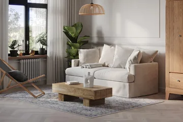 Menard 3-personers Dyb Stofsofa - Beige - Møbler - Sofaer - 3 personers sofa