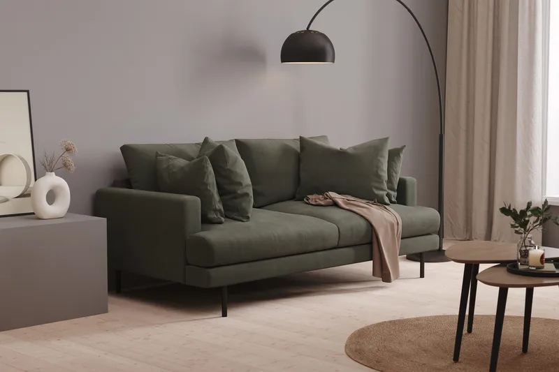 Menard 3-personers Dyb Manchestersofa - Mørkegrøn - Møbler - Sofaer - 3 personers sofa