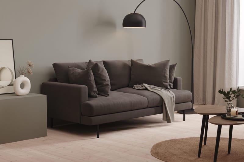 Menard 3-personers Dyb Manchestersofa - Mørkegrå - Møbler - Sofaer - 3 personers sofa