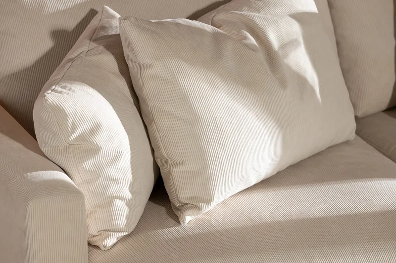 Menard 3-personers Dyb Manchestersofa - Beige - Møbler - Sofaer - 3 personers sofa