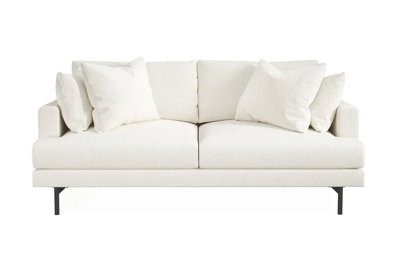 Menard 3-personers Dyb Sofa i Bouclé 205 cm bred, Hvid