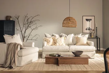 Menard 3-personers Dyb Stofsofa - Lysegrå - Møbler - Sofaer - 3 personers sofa
