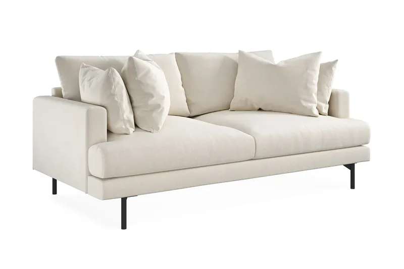 Menard 3-personers Dyb Fløjlssofa - Cremehvid - Møbler - Sofaer - 3 personers sofa