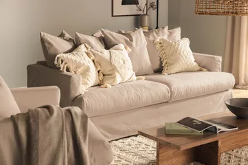 Menard 3-personers Dyb Stofsofa - Beige - Møbler - Sofaer - 3 personers sofa