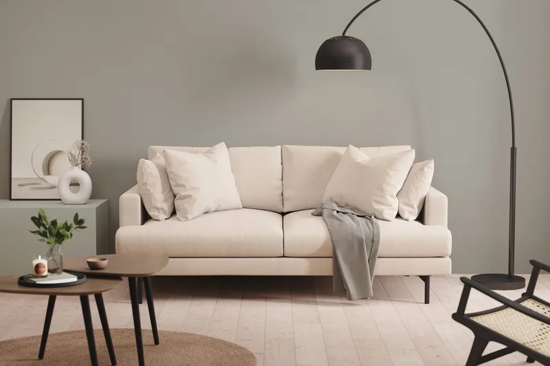 Menard 3-personers Dyb Stofsofa 205 cm bred - Beige - Møbler - Sofaer - 3 personers sofa