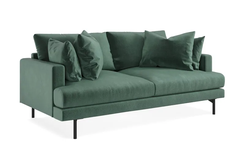 Menard 3-personers Dyb Fløjlssofa - Mørkegrøn - Møbler - Sofaer - 3 personers sofa