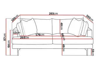 Menard 3-personers Dyb Fløjlssofa - Cremehvid - Møbler - Sofaer - 3 personers sofa